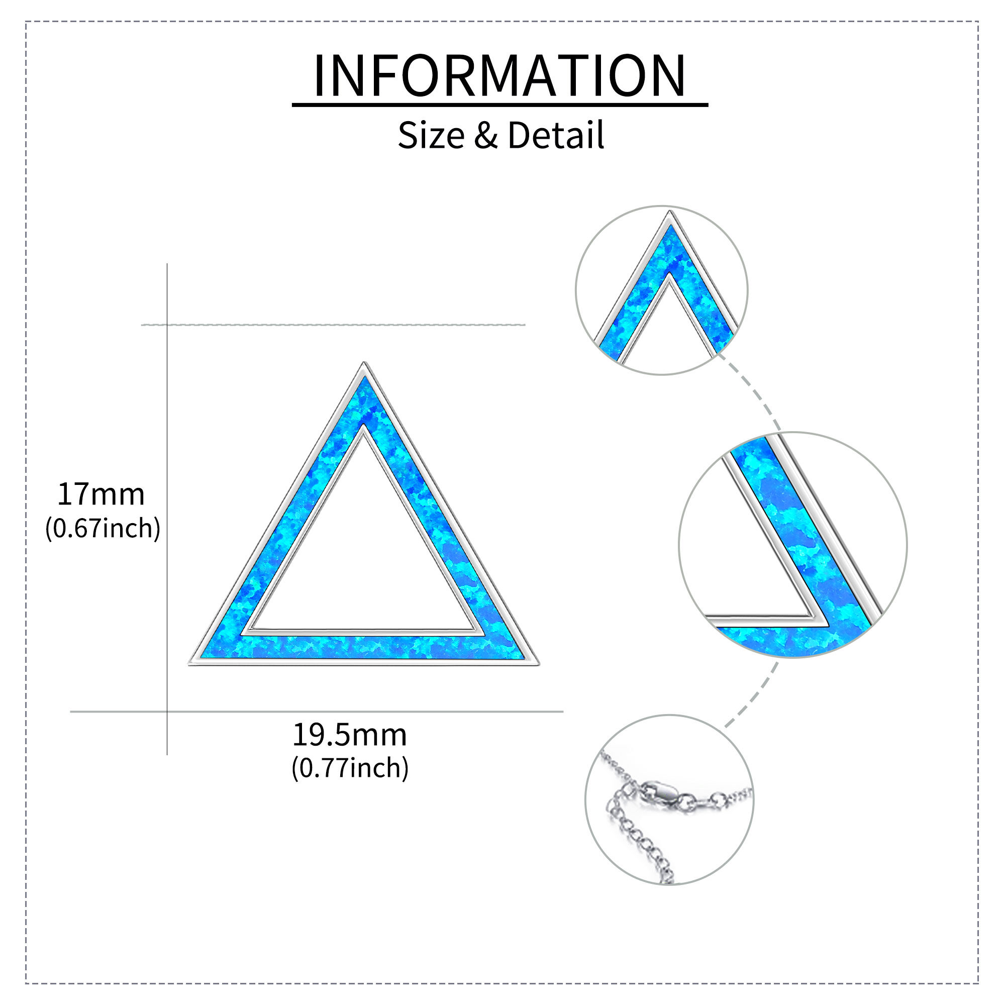 925 Sterling Silver Triangle Necklace with Synthetic Opal